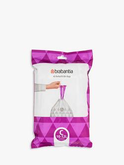 Brabantia PerfectFit Bin Liners, Size C (10-12L), Pack of 40, White
