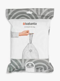 Brabantia PerfectFit Bin Liners, Size H (50-60L), Pack of 40, White