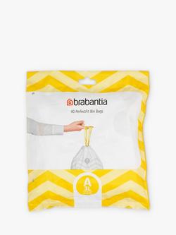 Brabantia PerfectFit Bin Liners, Size A (3L), Pack of 40, White