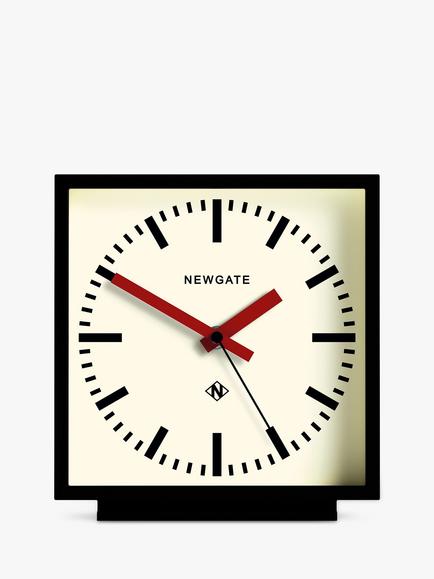 Newgate Clocks Railway Silent Sweep Square Analogue Mantel Clock, 20cm, Black, Black