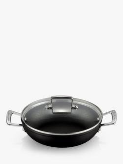 Le Creuset Toughened Non-Stick Shallow Casserole & Glass Lid, 24cm, Black