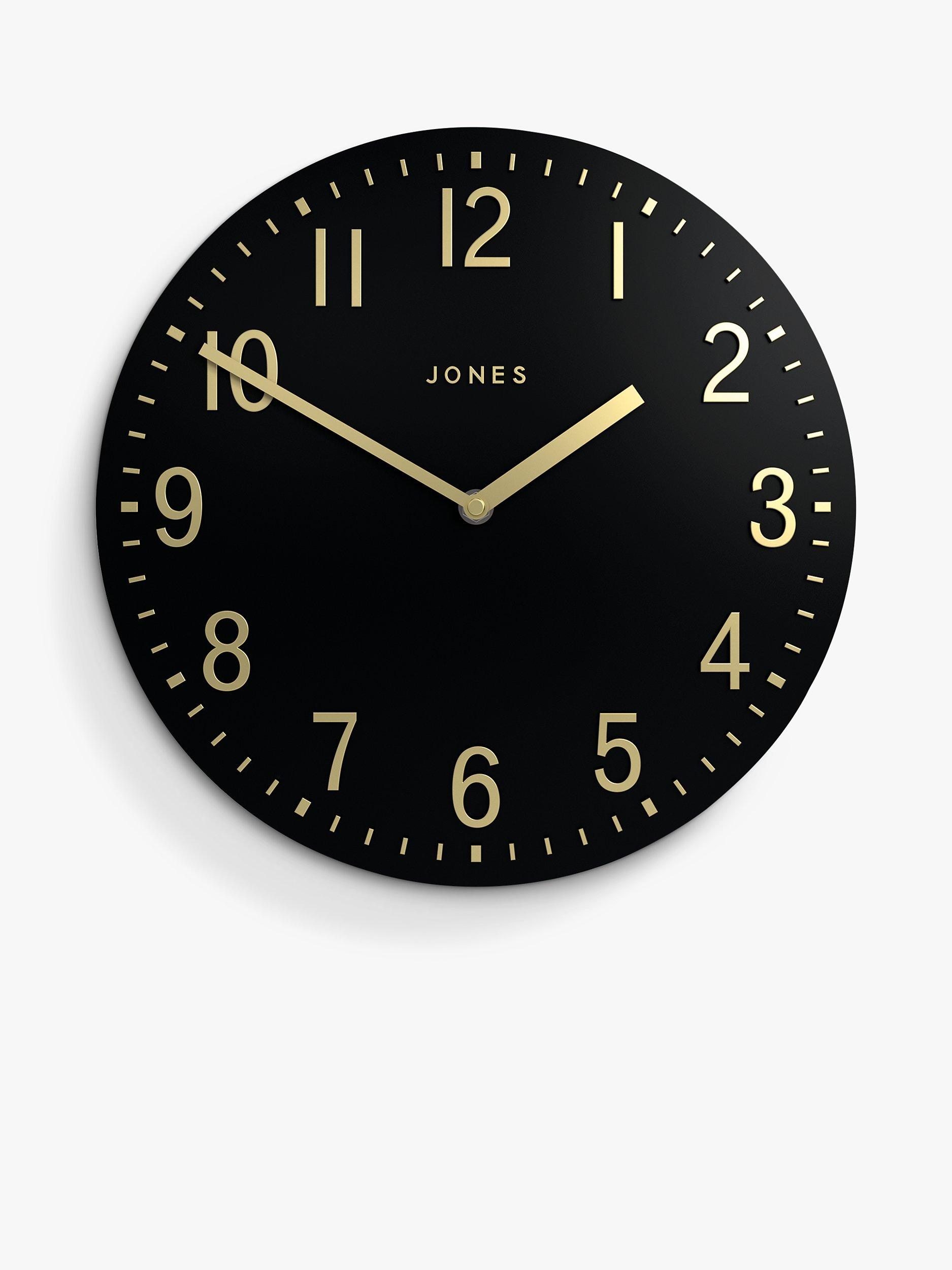 Jones Clocks Chili Convex Analogue Wall Clock, 30cm, Black/Gold