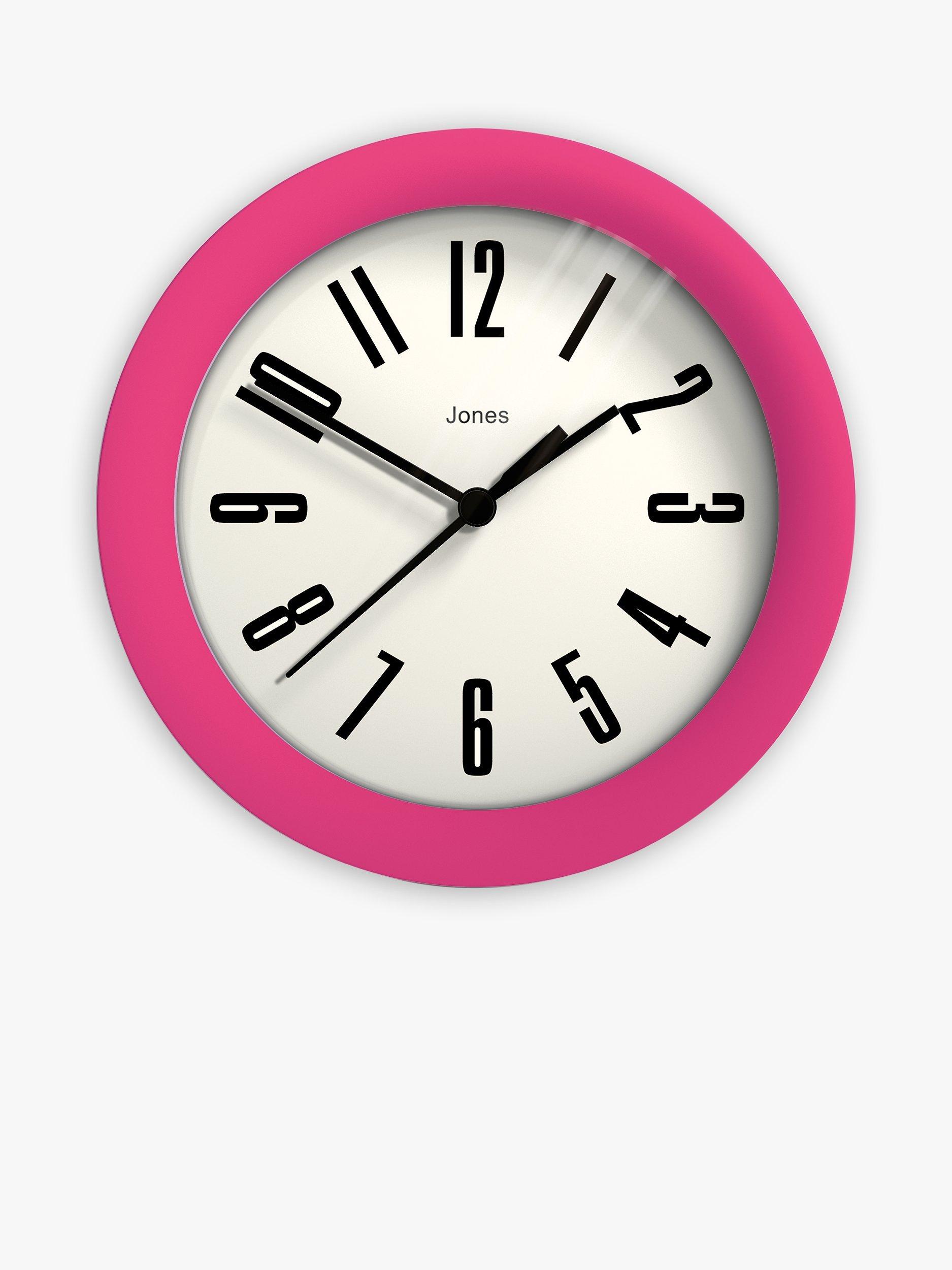 Jones Clocks Hot Tub Small Analogue Wall Clock, 15.6cm, Vivid Pink