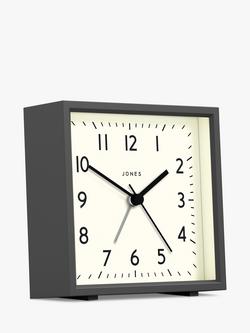 Jones Clocks Disc Square Analogue Alarm Clock - view 2, Blizzard Grey