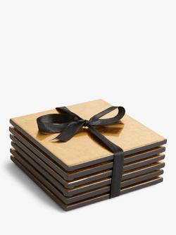 John Lewis Lacquered Coasters, Set of 6, FSC-Certified (MDF), Gold