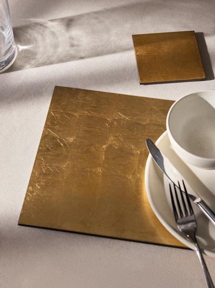 John Lewis Lacquered Coasters, Set of 6, FSC-Certified (MDF) - view 2, Gold