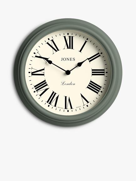 Jones Clocks Venetian Roman Numeral Analogue Wall Clock, 30.5cm, Moss Green