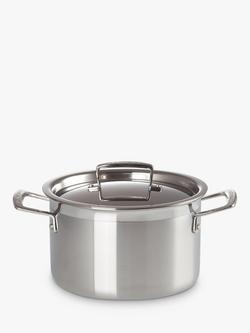 Le Creuset 3-Ply Stainless Steel Deep Casserole & Lid, 20cm, Silver