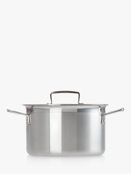 Le Creuset 3-Ply Stainless Steel Deep Casserole & Lid, 20cm - view 2, Silver