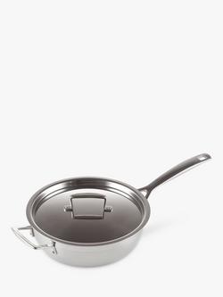 Le Creuset 3-Ply Stainless Steel Non-Stick Chef's Pan & Lid, 24cm, Silver