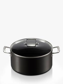 Le Creuset Toughened Non-Stick Deep Casserole & Glass Lid, 28cm, Black