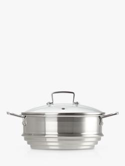 Le Creuset Stainless Steel Large Multi-Steamer with Glass Lid, 24cm - view 2, Silver