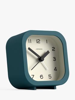 Jones Clocks Bob Analogue Alarm Clock - view 2, Peacock Blue