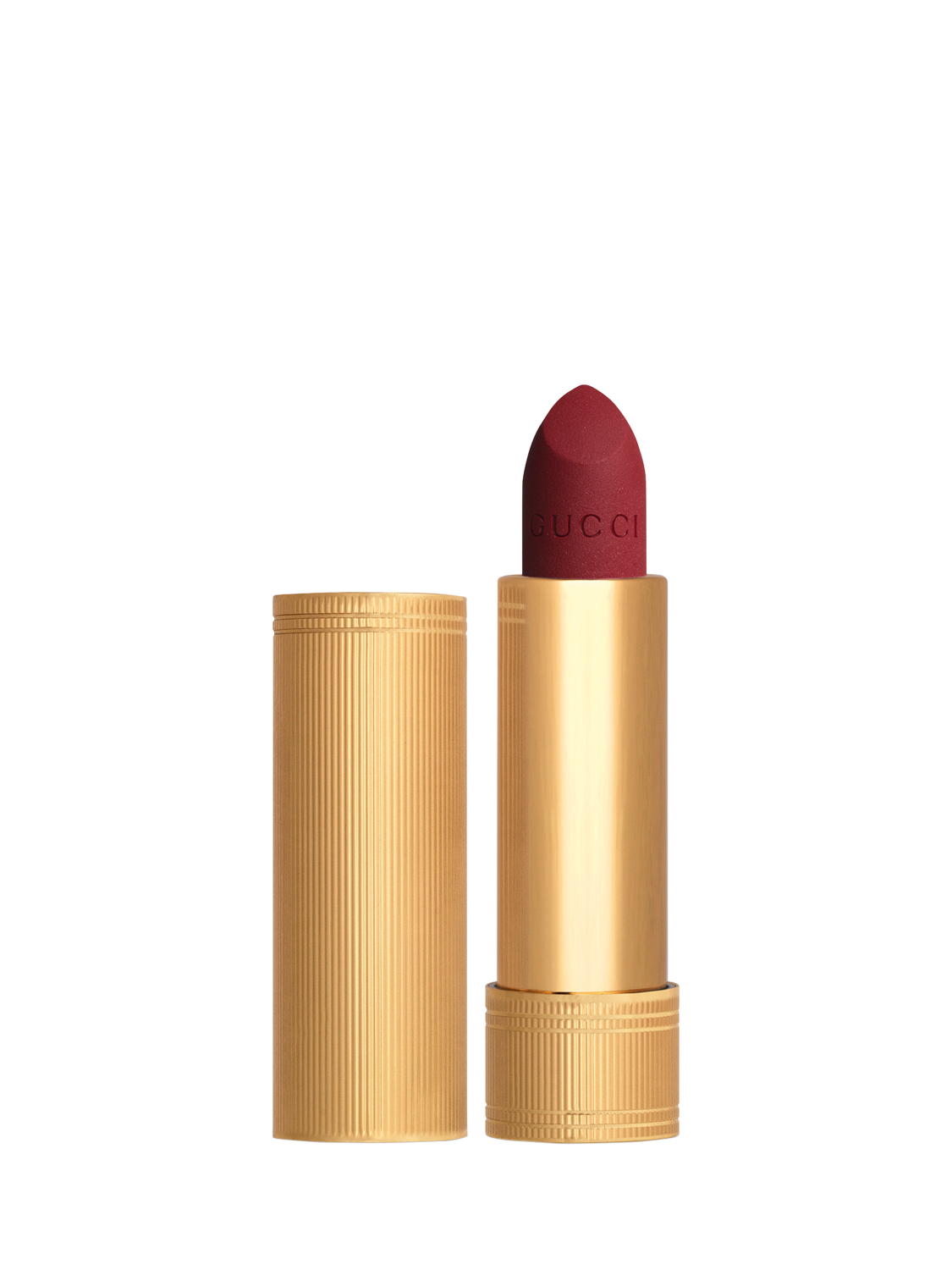 Product image 1 of 8, which shows Gucci Rouge À Lèvres Matte Lipstick, 504 Myra Crimson