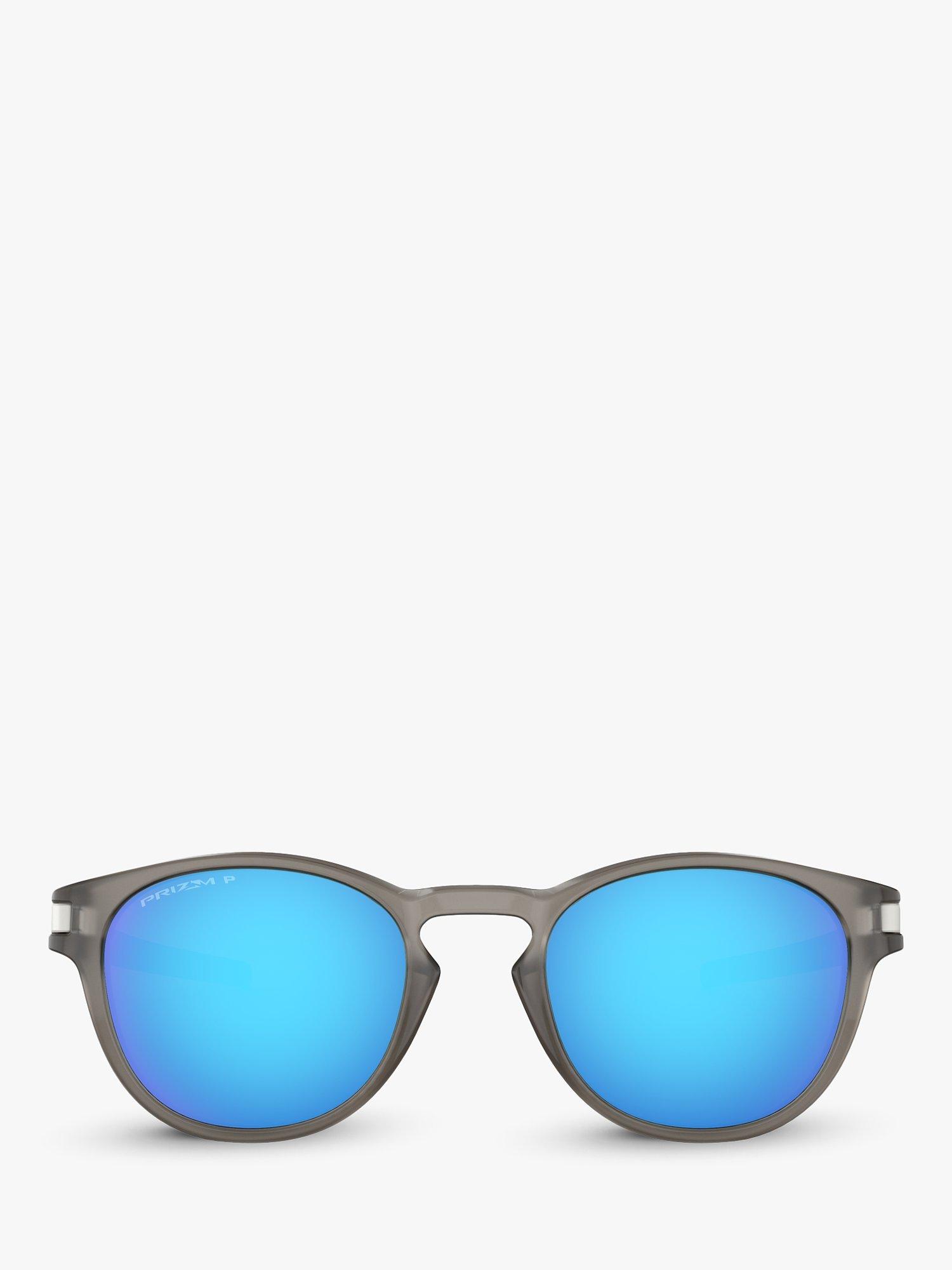 Product image 3 of 11, which shows Oakley OO9265 Men's Latch Prizm Polarised Oval Sunglasses, Matte Grey Ink/Mirror Blue