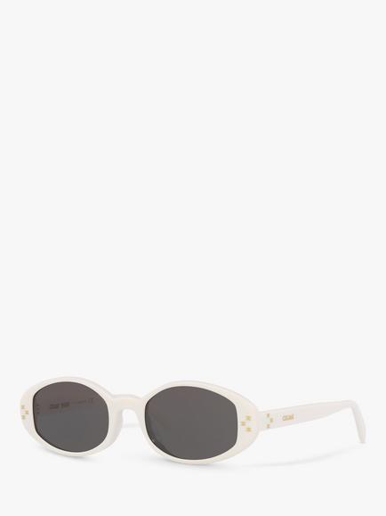 Celine CL40212U Women's Oval Sunglasses, Ivory/Grey, Ivory/Grey