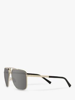 Versace VE2238 Men's Rectangular Sunglasses, Pale Gold/Mirror Grey - view 2, Pale Gold/Mirror Grey