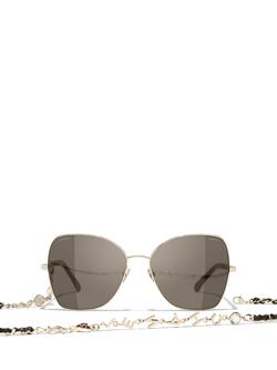 CHANEL Irregular Sunglasses CH4274Q Gold/Brown, Gold/Brown