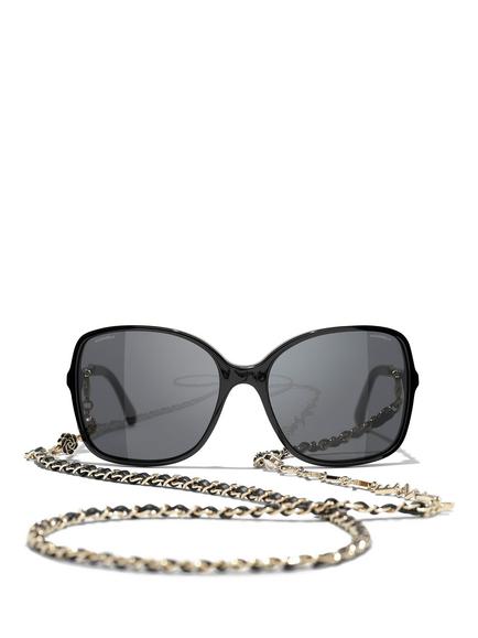 CHANEL Square Sunglasses CH5210Q Black/Grey, Black/Grey