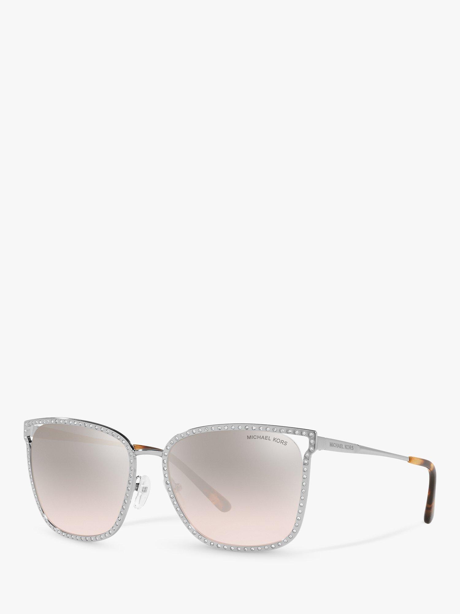Michael Kors MK1098B Women's Stockholm Square Sunglasses, Silver/Mirror Pink