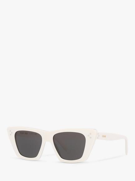 Celine CL40187I Women's Cat's Eye Sunglasses, Ivory/Grey