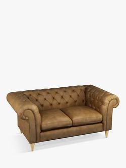 John Lewis Cromwell Chesterfield Double Leather Sofa Bed, Light Leg, Demetra Light Tan, Demetra Light Tan