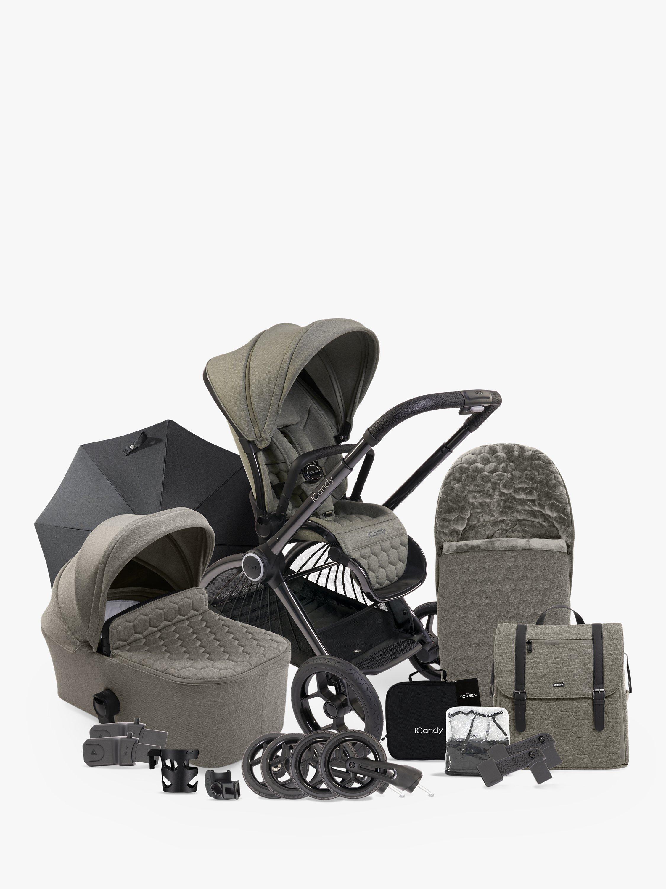 iCandy Core Pushchair, Carrycot, Footmuff & Accessories Complete Bundle, Moss