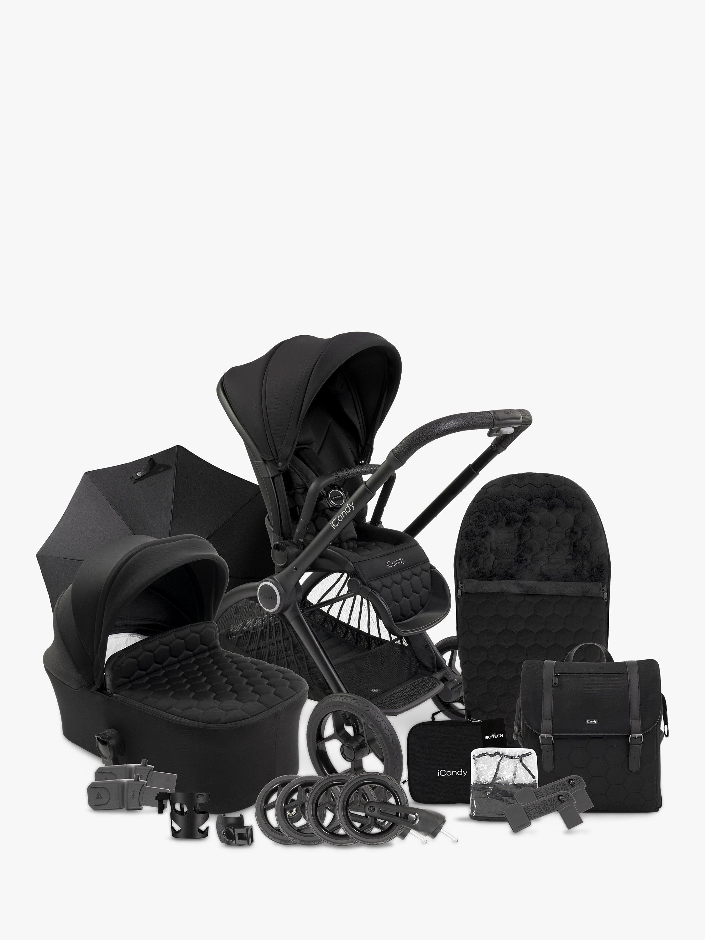 iCandy Core Pushchair, Carrycot, Footmuff & Accessories Complete Bundle, Jet Black