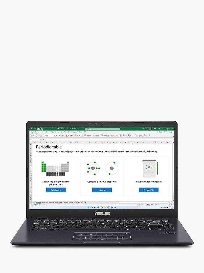 ASUS E410 Laptop, Intel Celeron Processor, 4GB RAM, 64GB eMMC, 14" Full HD, Peacock Blue