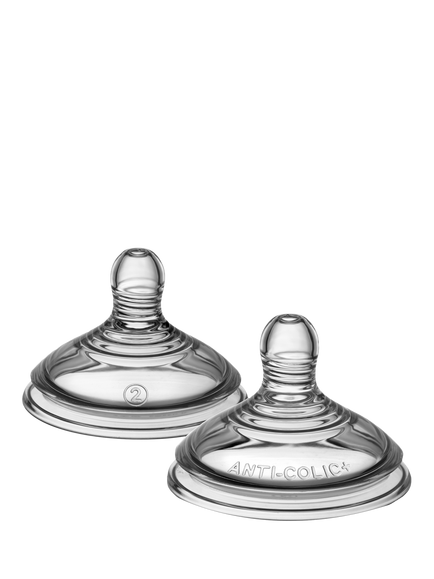 Tommee Tippee Advanced Anti-Colic Medium Flow Baby Bottle Breast Like Teats, Pack of 2, Clear