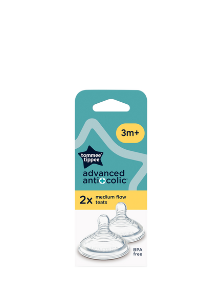 Tommee Tippee Advanced Anti-Colic Medium Flow Baby Bottle Breast Like Teats, Pack of 2 - view 2, Clear