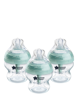 Tommee Tippee Advanced Anti-Colic Baby Bottles with Slow Flow Breast Like Teats, Pack of 3, 150ml, Clear
