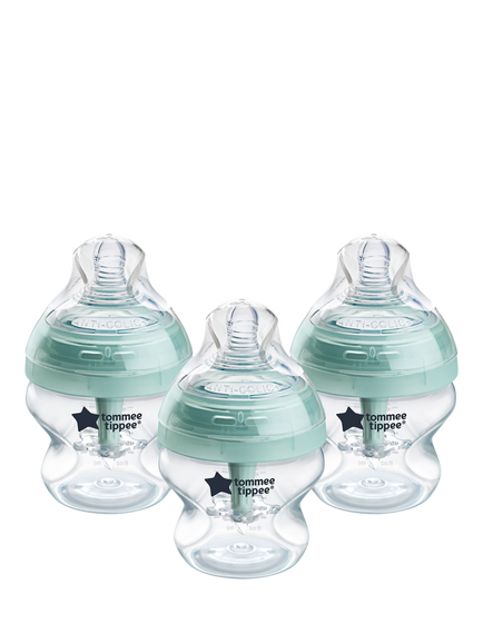 Tommee Tippee Advanced Anti-Colic Baby Bottles with Slow Flow Breast Like Teats, Pack of 3, 150ml, Clear