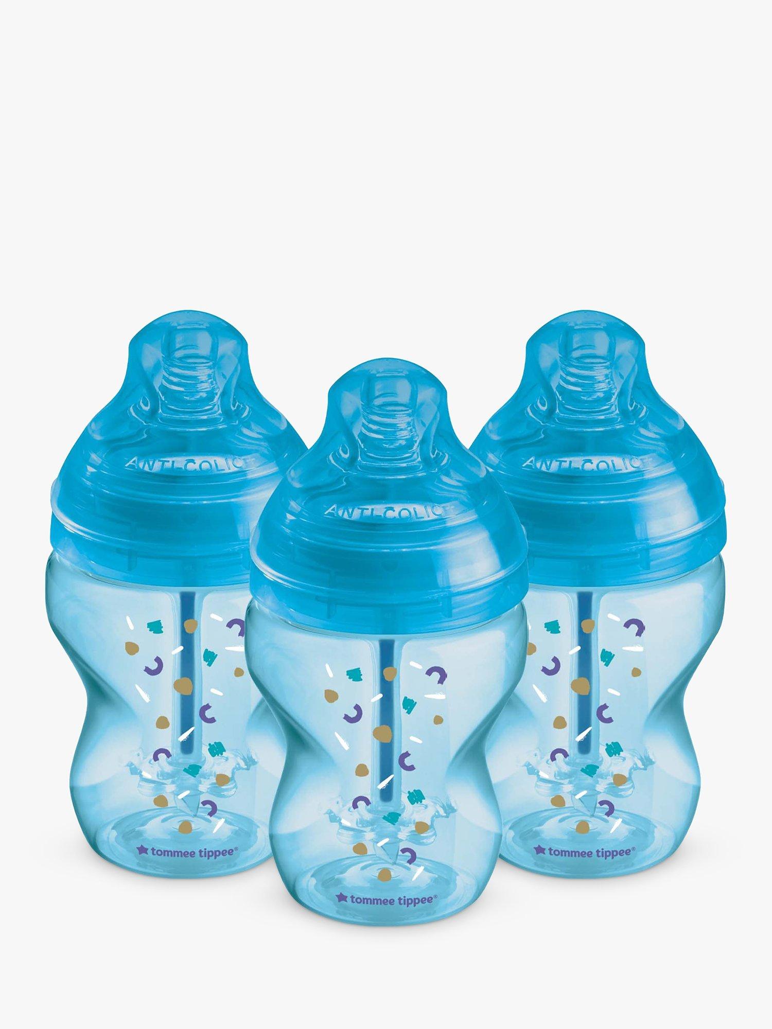 Tommee Tippee Advanced Anti-Colic Boy Print Baby Bottles with Slow Flow Teats, Pack of 3, 260ml