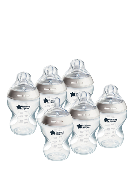 Tommee Tippee Natural Start Anti-Colic Baby Bottle with Slow Flow Teats, Pack of 6, 260ml - view 2, Clear/Multi