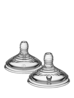 Tommee Tippee Natural Start Baby Bottle Anti-Colic Fast Flow Silicone Teats, Pack of 2, Clear