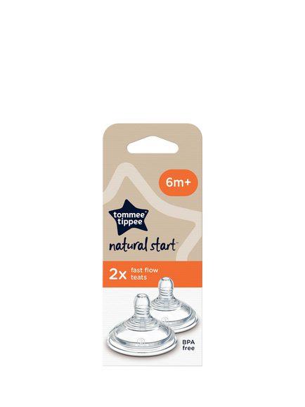 Tommee Tippee Natural Start Baby Bottle Anti-Colic Fast Flow Silicone Teats, Pack of 2 - view 2, Clear