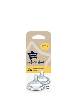 Tommee Tippee Natural Start Medium Flow Baby Bottle Teats, Pack of 2 - view 2, Clear