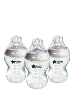 Tommee Tippee Natural Start Anti-Colic Baby Bottle with Slow Flow Teats, Pack of 3, 260ml, Clear/Multi