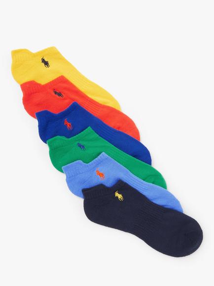 Polo Ralph Lauren Cotton Blend Trainer Socks, One Size, Pack of 6, Multi, Multi
