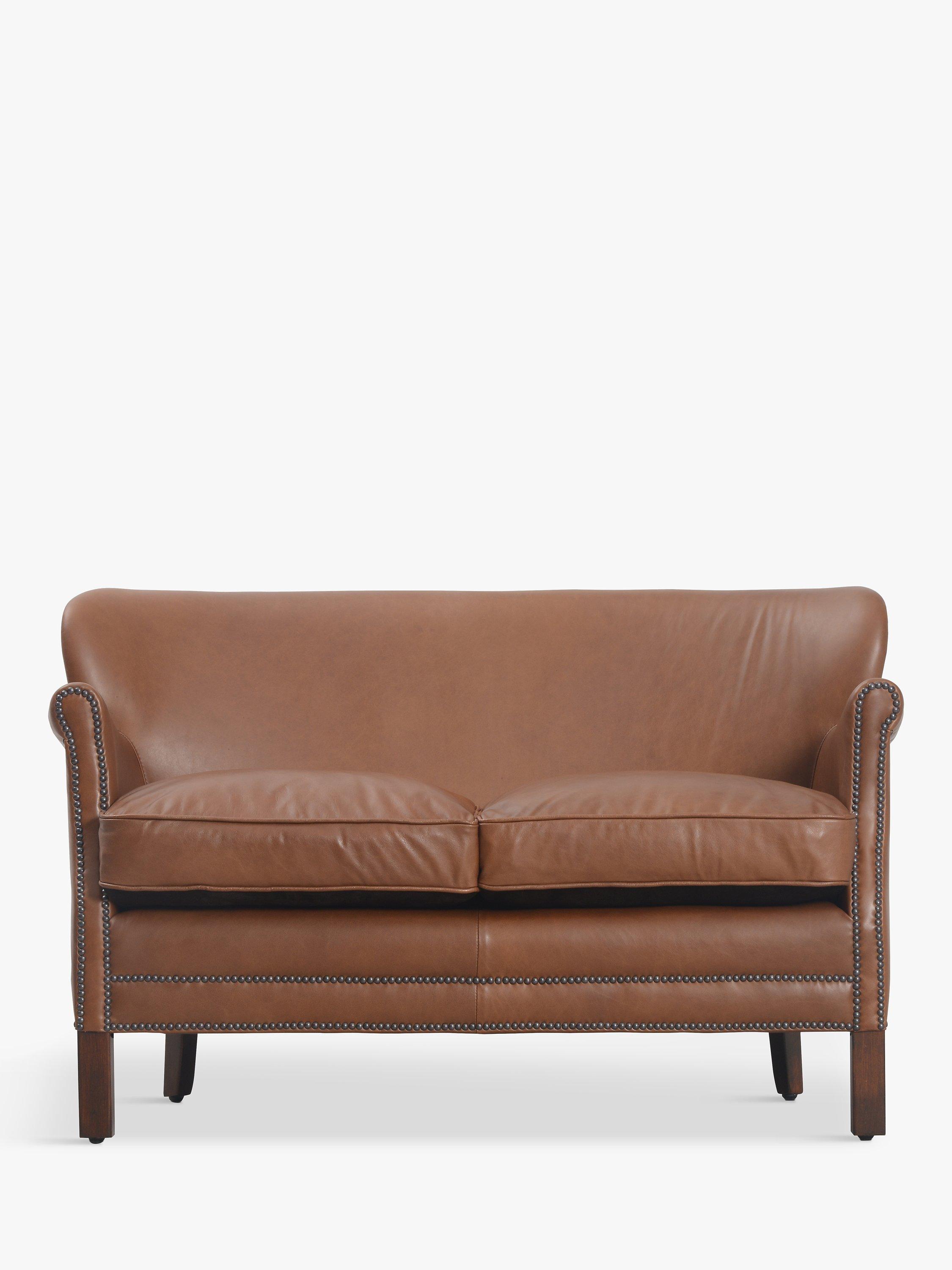 Little Professor Range, Halo Little Professor Small 2 Seater Leather Sofa, Dark Leg, Riders Nut