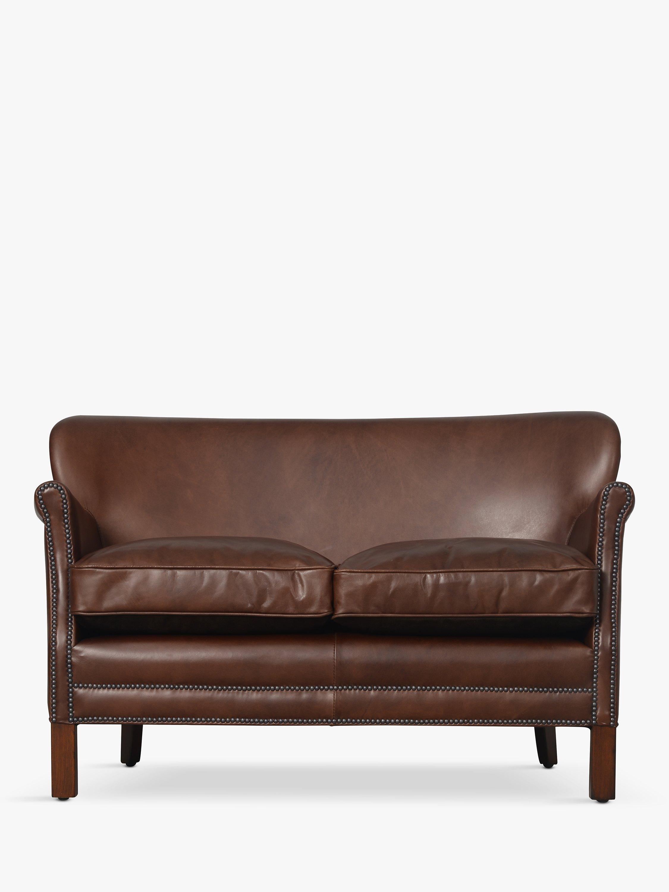 Little Professor Range, Halo Little Professor Small 2 Seater Leather Sofa, Dark Leg, Antique Whisky