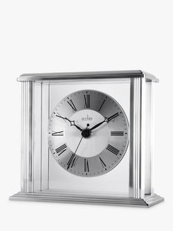Acctim Hamilton Roman Numeral Analogue Mantel Clock, 15.5cm, Silver, Silver