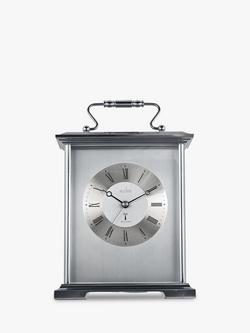 Acctim Althorp Roman Numeral Quartz Radio Controlled Carriage Mantel Clock, Silver, Silver