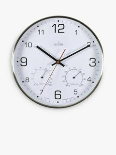 Acctim Komfort Analogue Non-Ticking Sweep Quartz Wall Clock, 30.5cm, Silver