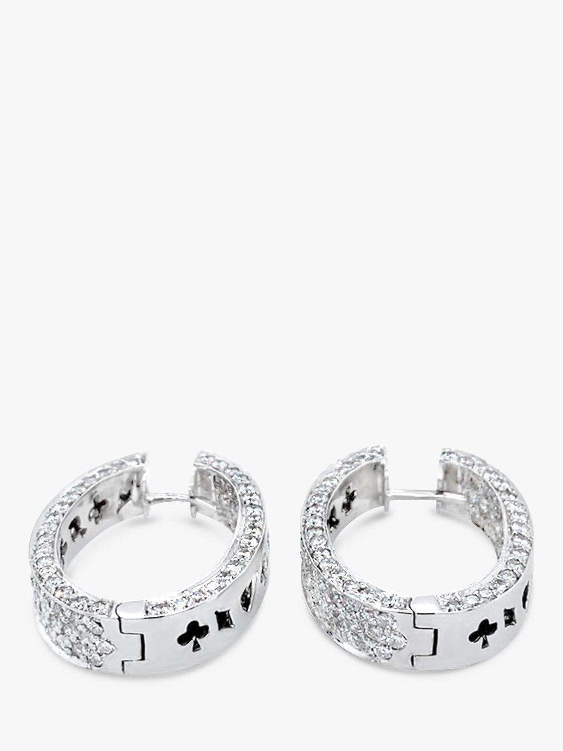 Product image 5 of 6, which shows Milton & Humble Jewellery Pre-Loved 18ct White Gold 158 Stone Diamond Hoop Earrings
