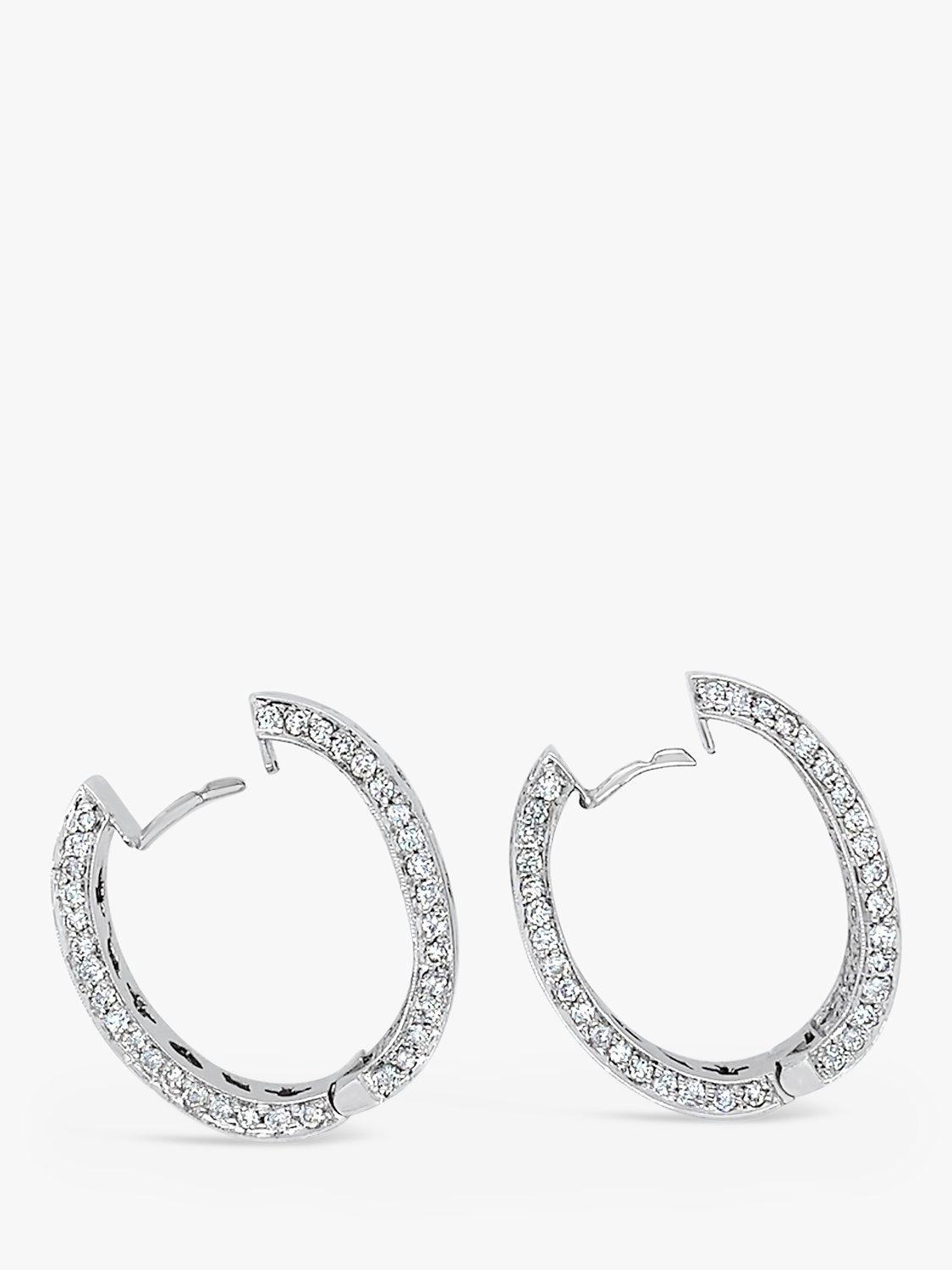 Product image 6 of 6, which shows Milton & Humble Jewellery Pre-Loved 18ct White Gold 158 Stone Diamond Hoop Earrings