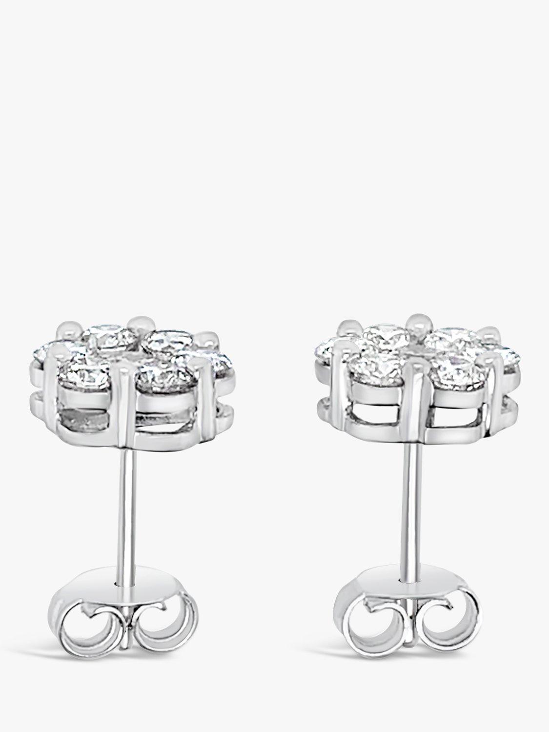 Product image 2 of 5, which shows Milton & Humble Jewellery Pre-Loved 18ct White Gold Cluster Diamond Stud Earrings, Silver