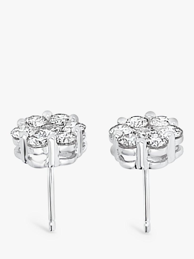 Product image 4 of 5, which shows Milton & Humble Jewellery Pre-Loved 18ct White Gold Cluster Diamond Stud Earrings, Silver