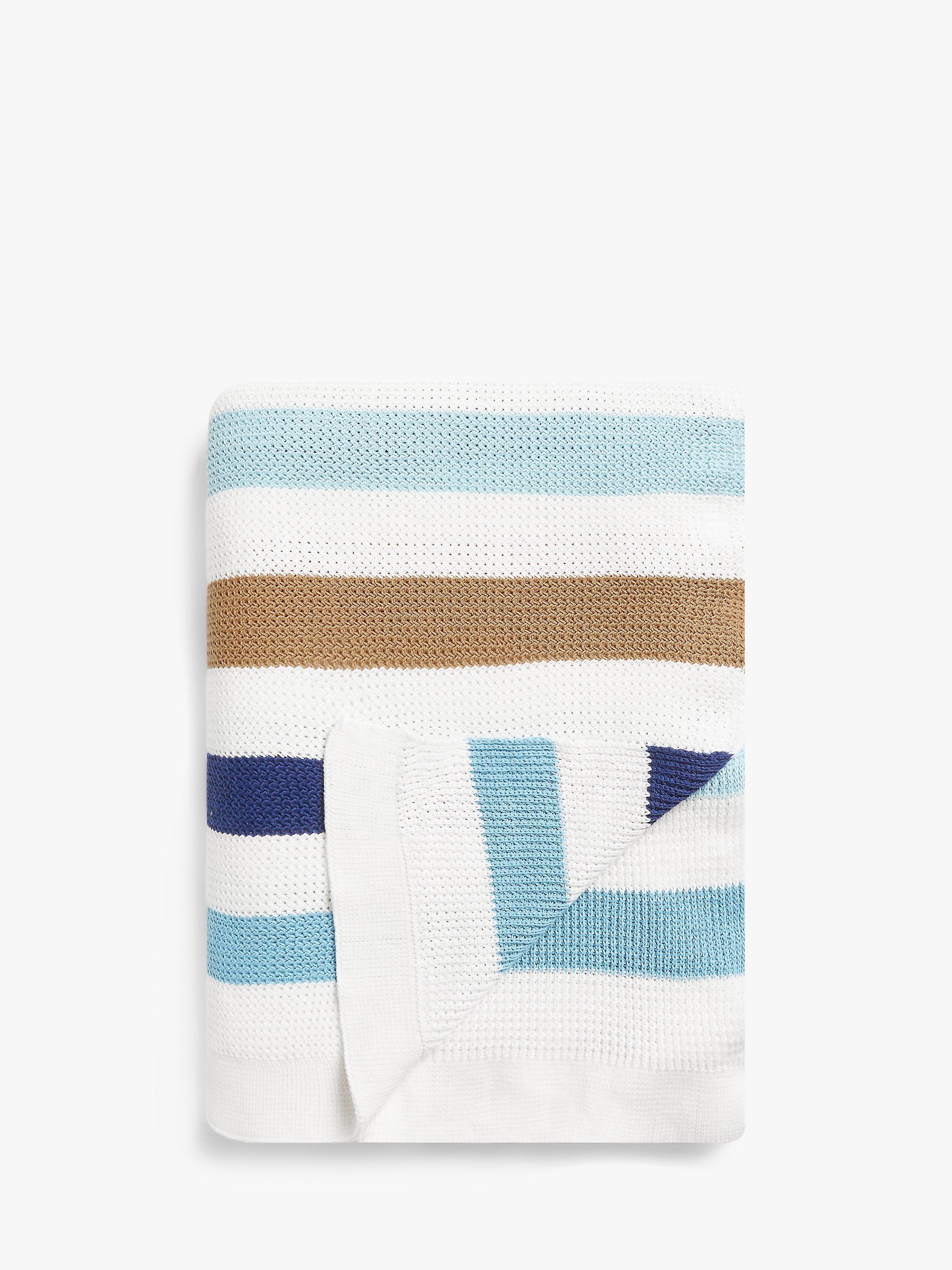 John Lewis ANYDAY Stripe Throw, Blue